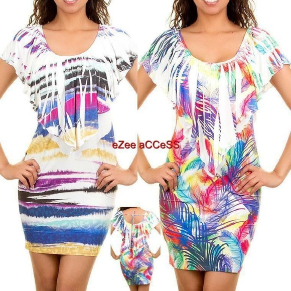 Dresses & Skirts - Dress Ruffles Printed Tie Dye S